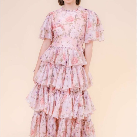 Ivy City Co Rosette Ruffled Midi Dress - Picture 2 of 7